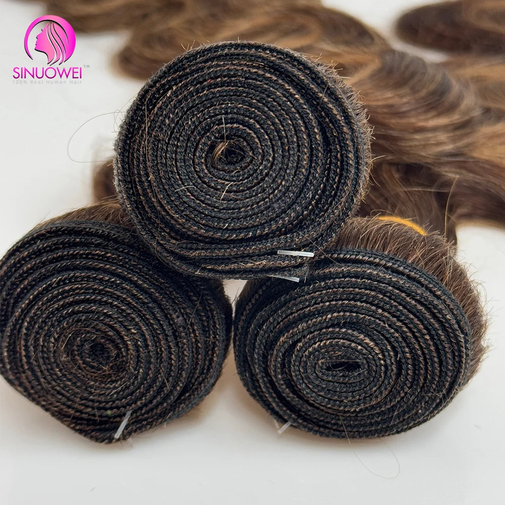 30 32 Inch Highlight Body Wave 100 Percent Brazilian Remy Human Hair Bundles P4 27 Honey Brown by Beauty Bae