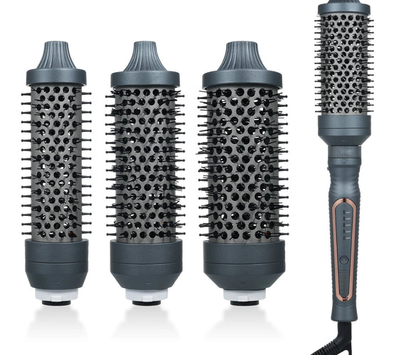 Hot Air Curling Brush Kit with 45mm 38mm 32mm detachable barrels MCH heater glove clips and storage bag