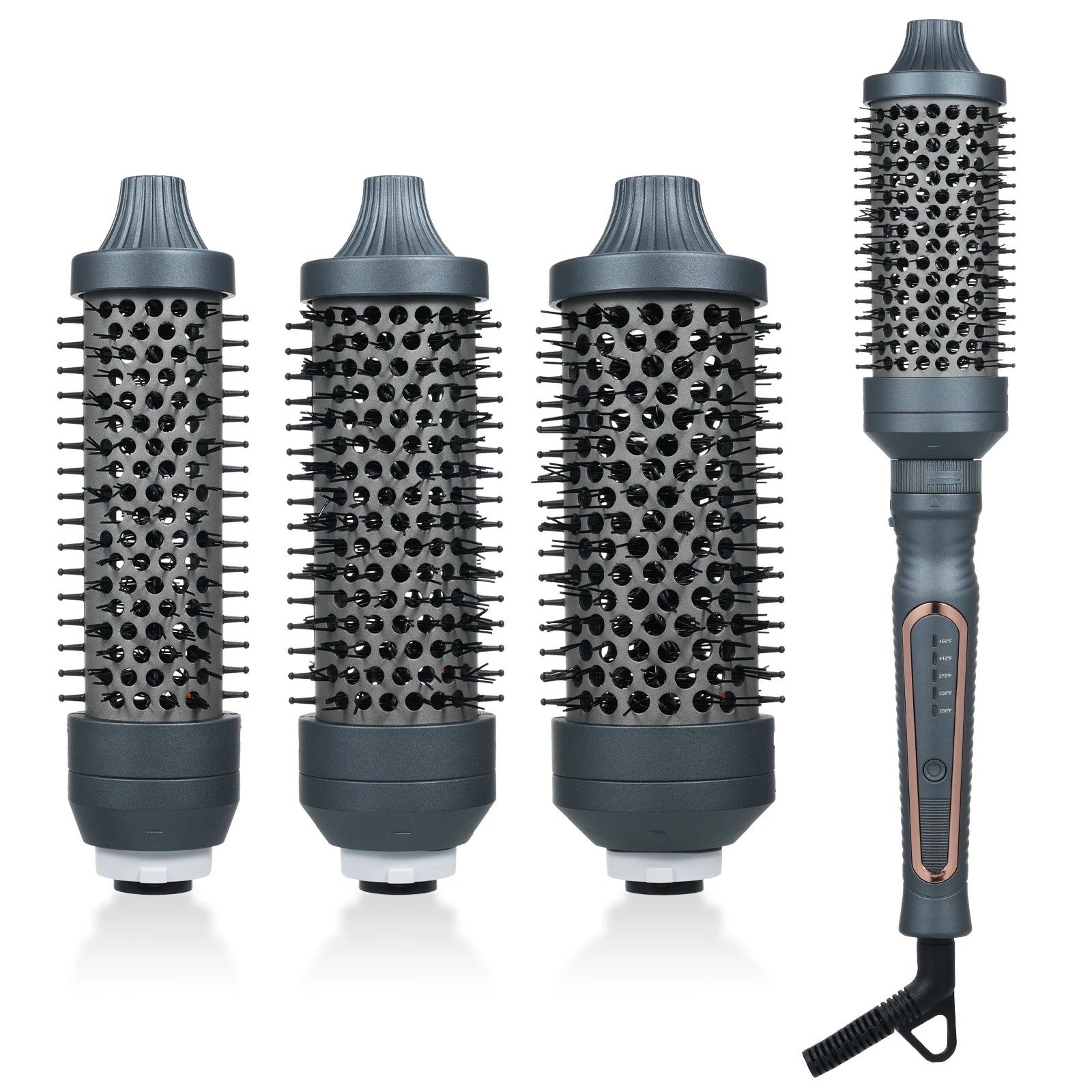 Hot Air Curling Brush Kit with 45mm 38mm 32mm detachable barrels MCH heater glove clips and storage bag