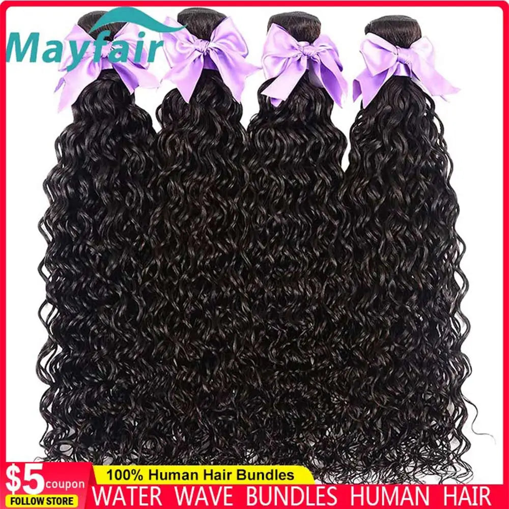 100 Percent Human Hair Water Wave Brazilian Natural Color 12A 30 32 Inch 1 3 4 Bundles by Beauty Bae