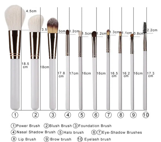 10-Pc Wool Makeup Brush Set
