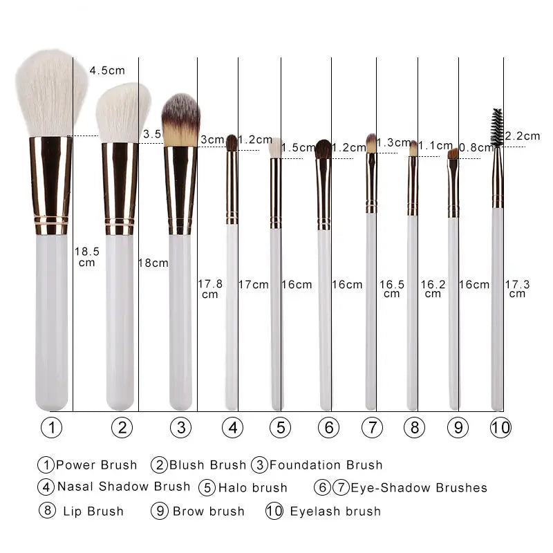 10-Pc Wool Makeup Brush Set
