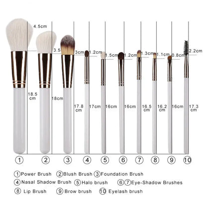 10-Pc Wool Makeup Brush Set - Beauty Bae
