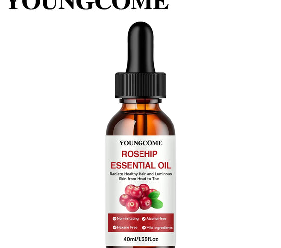 Pure Rosehip Facial Oil amber bottle with dropper labeled 100% undiluted Made in Mainland China YH0892