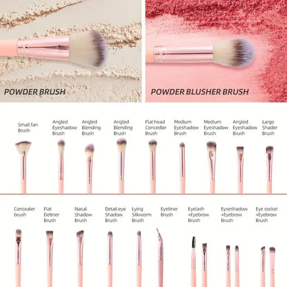 20pc Pink Wool Fiber Brushes - Beauty Bae