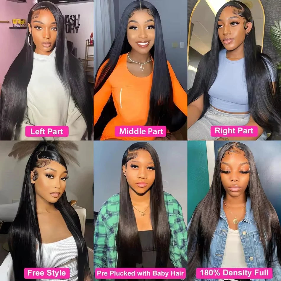 100 Percent Human Hair Bone Straight HD Lace Frontal 13x6 Lace Front Wig Glueless Brazilian Remy 30 to 40 Inch by Beauty Bae