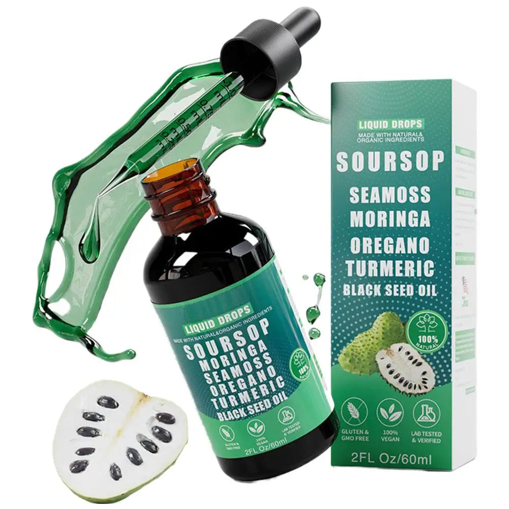 10in1 Soursop Drops Immune Support Liquid Supplement for Gut Health and Cell Regeneration Vegan NonGMO by Beauty Bae