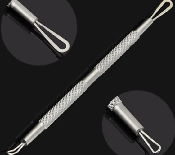 Stainless Steel Blackhead Tool 13cm double-ended needle tip and loop polished mirror finish corrosion-resistant