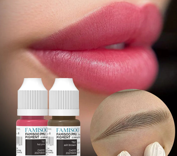 FAMISOO 5ml PMU Lip Pigment bottle labeled water-silicon emulsion plant-derived metal-free pigments CPNP ResAP