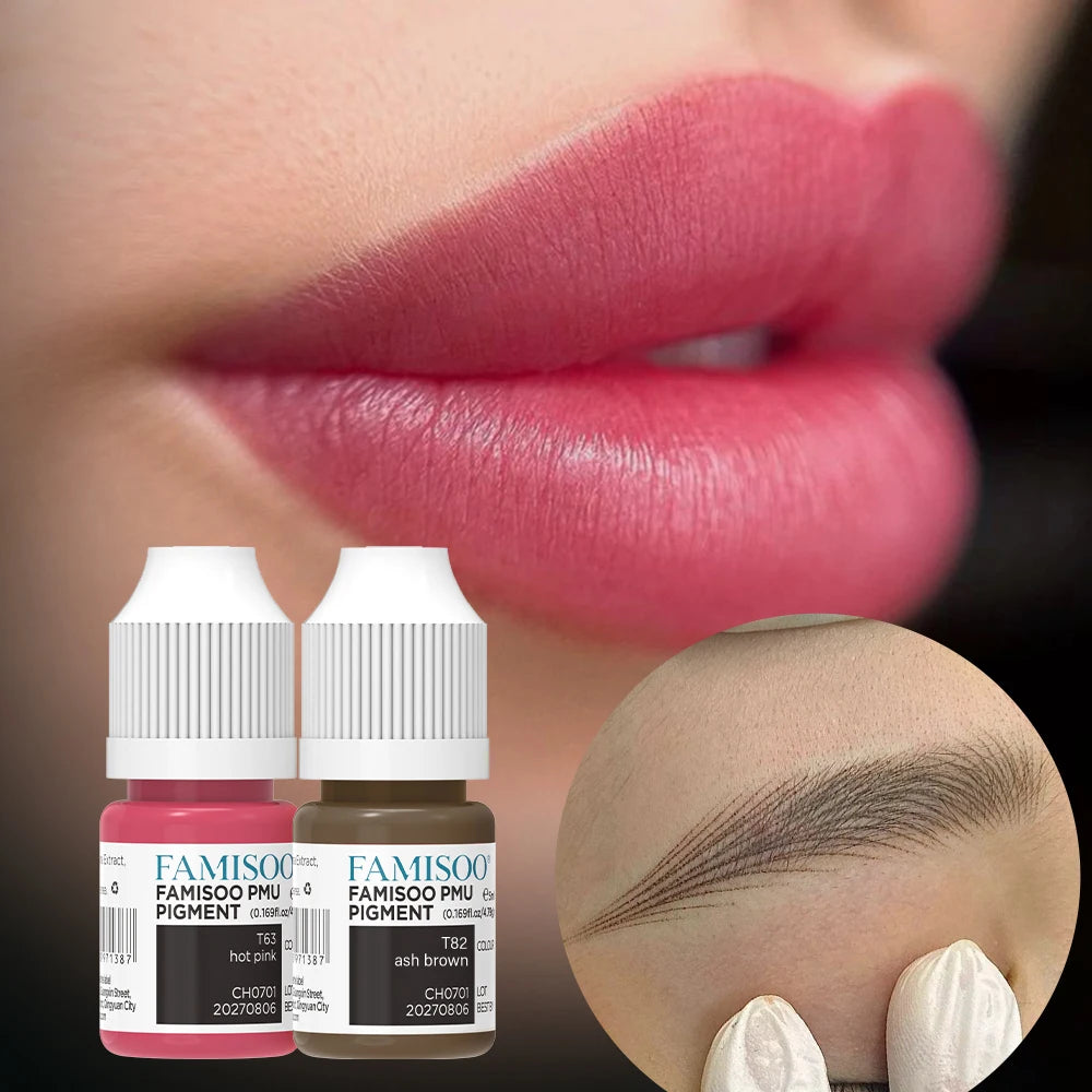 FAMISOO 5ml PMU Lip Pigment bottle labeled water-silicon emulsion plant-derived metal-free pigments CPNP ResAP