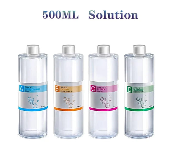 Aqua Peeling Facial Serum 500ML bottle with A B C D solution labels pump cap and botanical ingredient notes