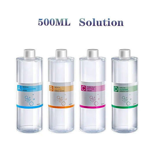 Aqua Peeling Facial Serum 500ML bottle with A B C D solution labels pump cap and botanical ingredient notes