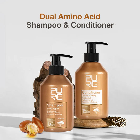 PURC Repair Damaged Hair Treatment With Moroccan Argan Oil Keratin Amino Acids Sulfate Free Shampoo And Conditioner by Beauty Bae