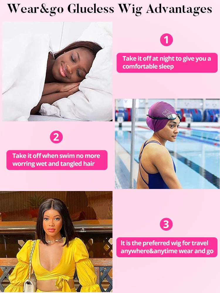 Glueless Bob Wig Human Hair Lace Front Wig 13x6 HD Transparent Swiss Lace Straight Short Bob Remy Chinese Hair by Beauty Bae