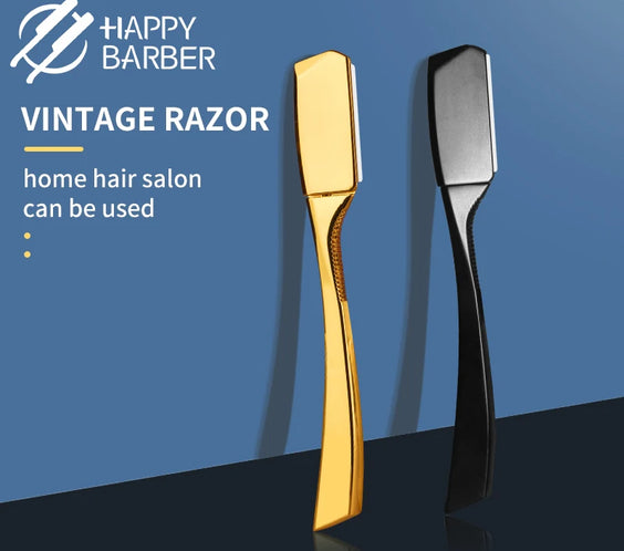 Zinc Alloy Straight Razor with ergonomic finger-fit metal frame black finish blade not included gold option