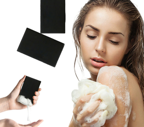 100g Bamboo charcoal soap bar black handmade with activated bamboo charcoal and minimal packaging