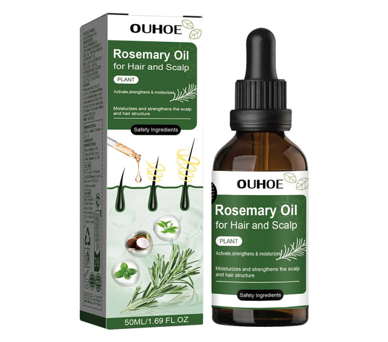 Rosemary Mint Hair Growth Oil bottle rosemary sprig mint leaves label CPNP certified Made in Mainland China