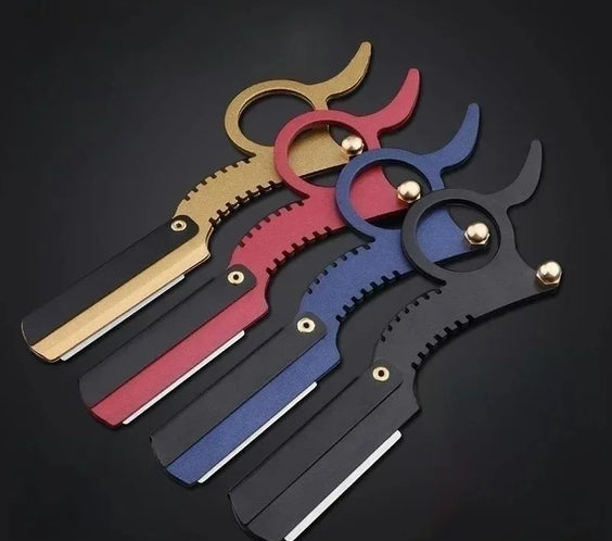 Stainless Thumb Barber Razor 13x2 cm folding double-edge stainless steel with ergonomic thumb handle