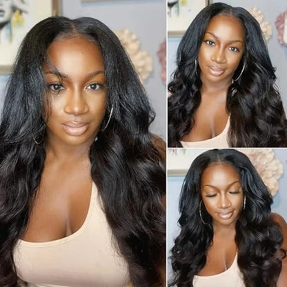 V Part Wig Body Wave Human Hair Glueless Brazilian Remy Wig Natural Color 220 Density V Shape 30 To 36 Inches by Beauty Bae
