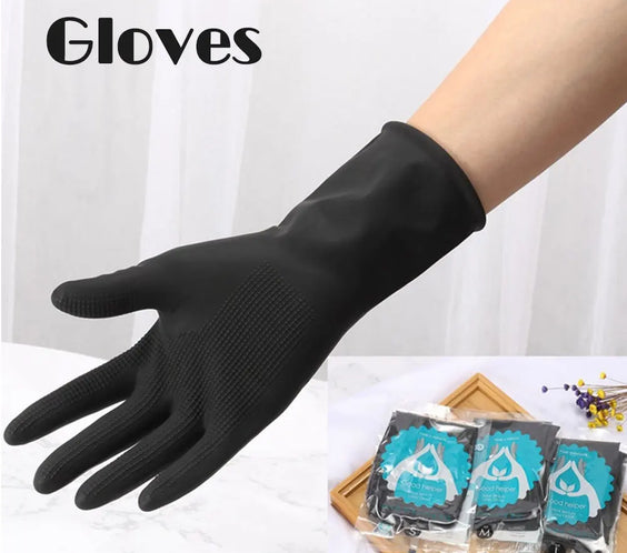 Heat Resistant Hair Gloves plastic rubber 25.5cm cuff textured anti-skid grip sizes 8/9/10cm single unit