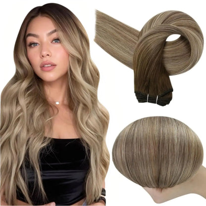 Remy Human Hair Weft Extensions 100g Silky Straight Ombre Blonde Sew in Double Weft for Salon by Beauty Bae