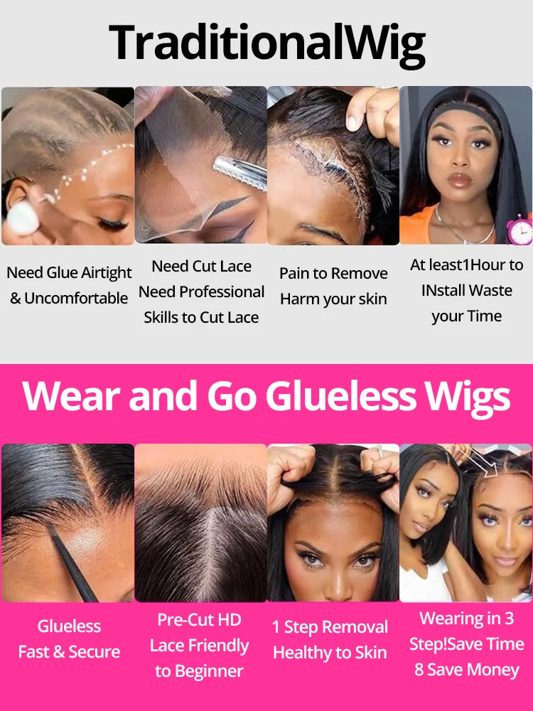 Glueless Bob Wig Human Hair Lace Front Wig 13x6 HD Transparent Swiss Lace Straight Short Bob Remy Chinese Hair by Beauty Bae