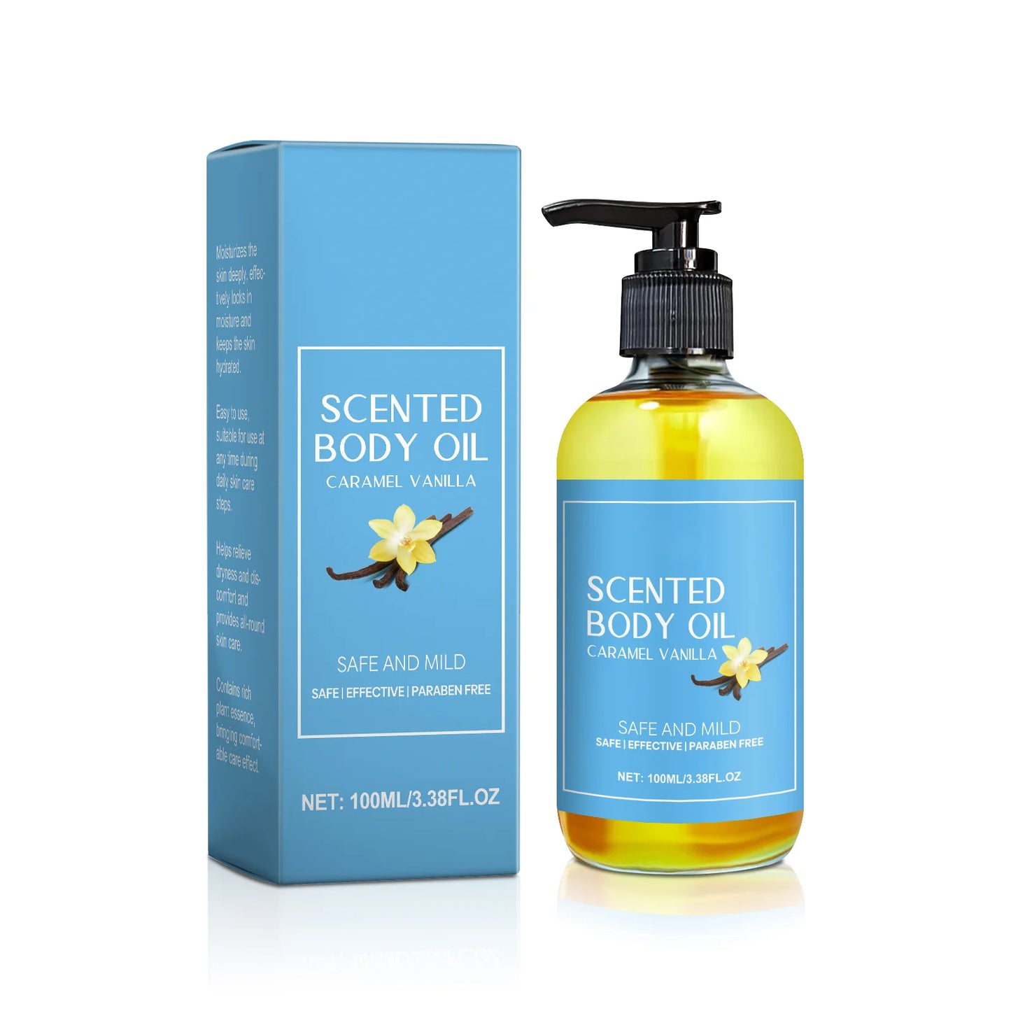 Stress Relief Vanilla Massage Oil Soothes Tired Muscles Deeply Moisturizing 100 ML Herbal Bath and Body Care by Beauty Bae