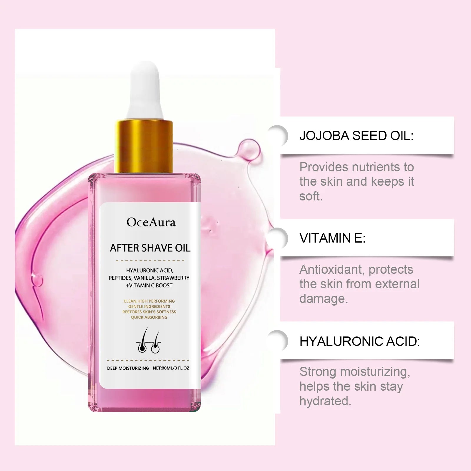 Strawberry Vanilla After Shave Oil For Women And Men Hydrating Post Shave Care Razor Burn Relief 90 Ml by Beauty Bae