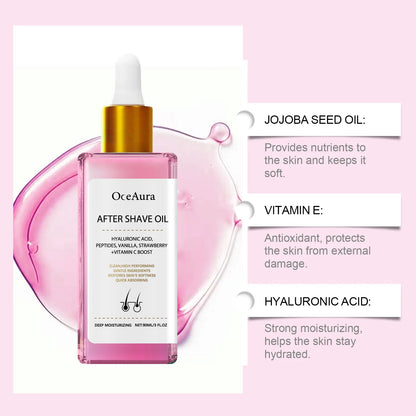 Strawberry Vanilla After Shave Oil For Women And Men Hydrating Post Shave Care Razor Burn Relief 90 Ml by Beauty Bae