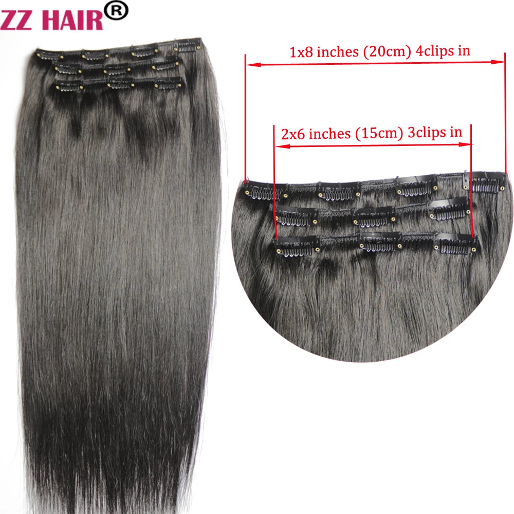 ZZHAIR 100 Percent Brazilian Remy Human Hair Clip In Extensions Natural Straight 16 To 26 Inches 3 Pcs Set 100g To 200g by Beauty Bae