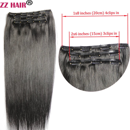 ZZHAIR 100 Percent Brazilian Remy Human Hair Clip In Extensions Natural Straight 16 To 26 Inches 3 Pcs Set 100g To 200g by Beauty Bae