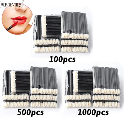 Lip Brush Wands Nylon 12mm with 12mm nylon bristles and wooden 9cm handles bulk pack