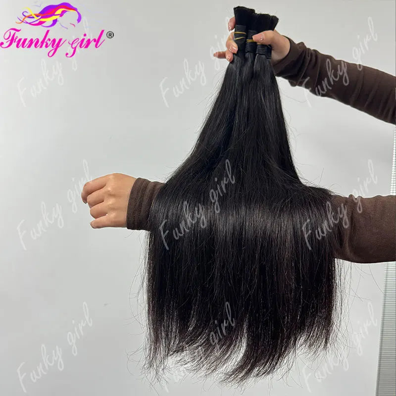 Straight Brazilian Remy Bulk Hair No Weft For Women 50g Per Bundle Natural Color 100 Percent Unprocessed by Beauty Bae