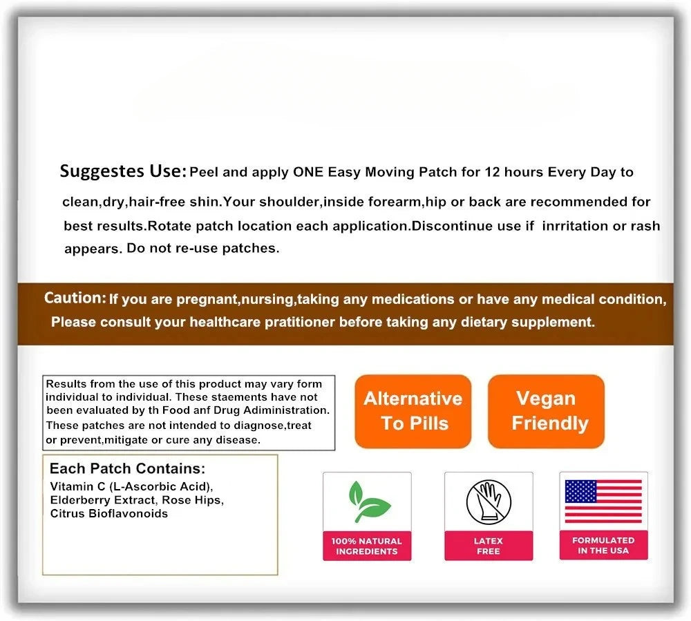 Vitamin C Transdermal Patches 30 Pack Immune Support Antioxidants For Daily Wellness by Beauty Bae