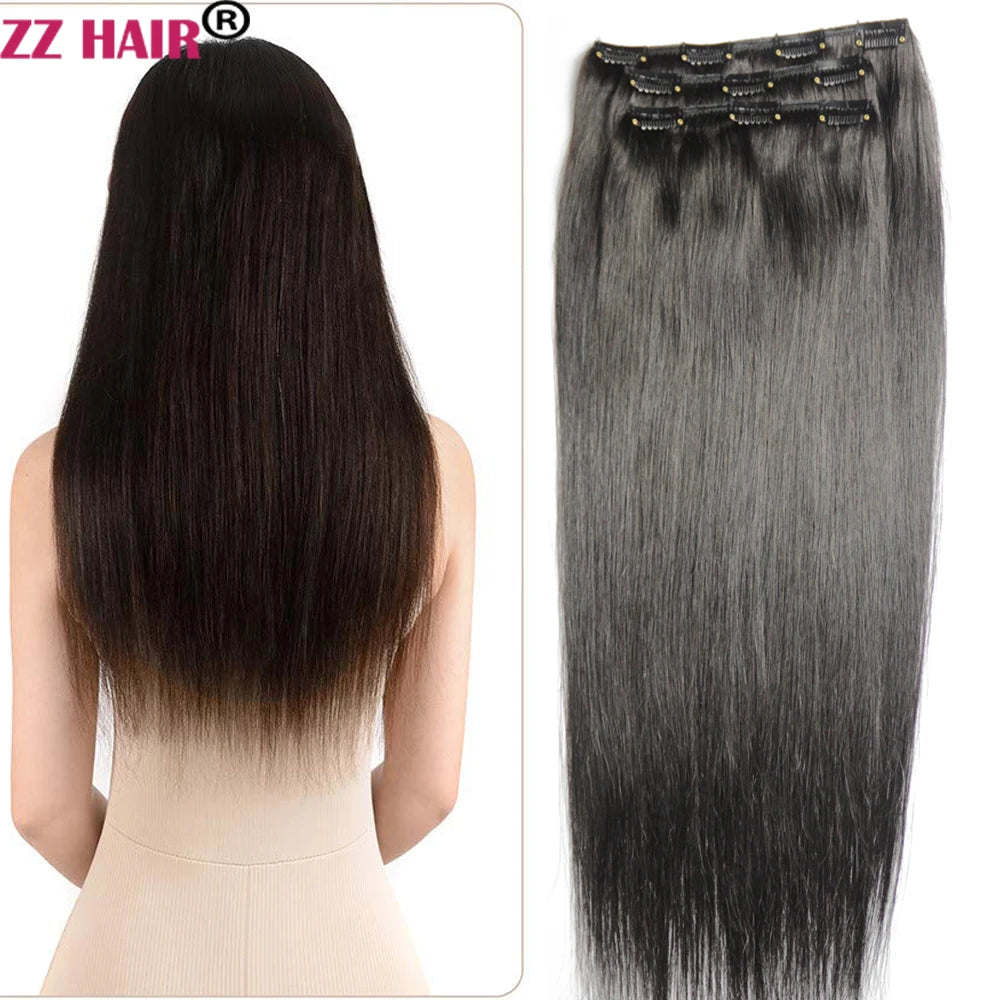 ZZHAIR 100 Percent Brazilian Remy Human Hair Clip In Extensions Natural Straight 16 To 26 Inches 3 Pcs Set 100g To 200g by Beauty Bae