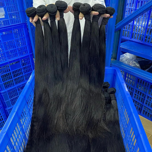 38 To 40 Inch Bone Straight 100 Percent Weave Human Hair Bundles Brazilian Virgin Unprocessed Black 3 To 4 Bundle Deals by Beauty Bae