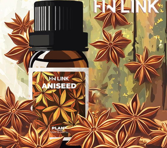 Star Anise Essential Oil 10ml amber glass dropper bottle labeled FDA MSDS origin Mainland China alcohol-free cruelty-free