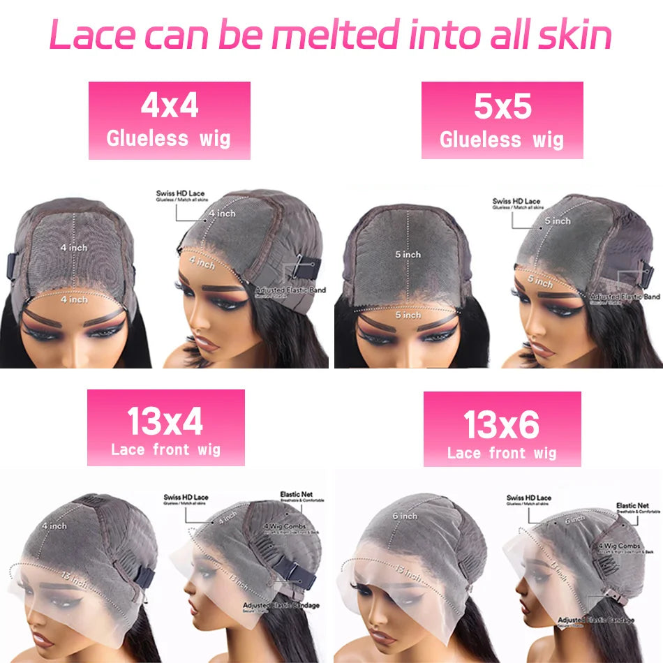 100 Percent Human Hair Bone Straight HD Lace Frontal 13x6 Lace Front Wig Glueless Brazilian Remy 30 to 40 Inch by Beauty Bae