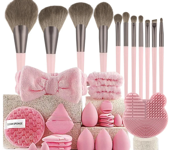 20pc Pink Wool Fiber Brushes