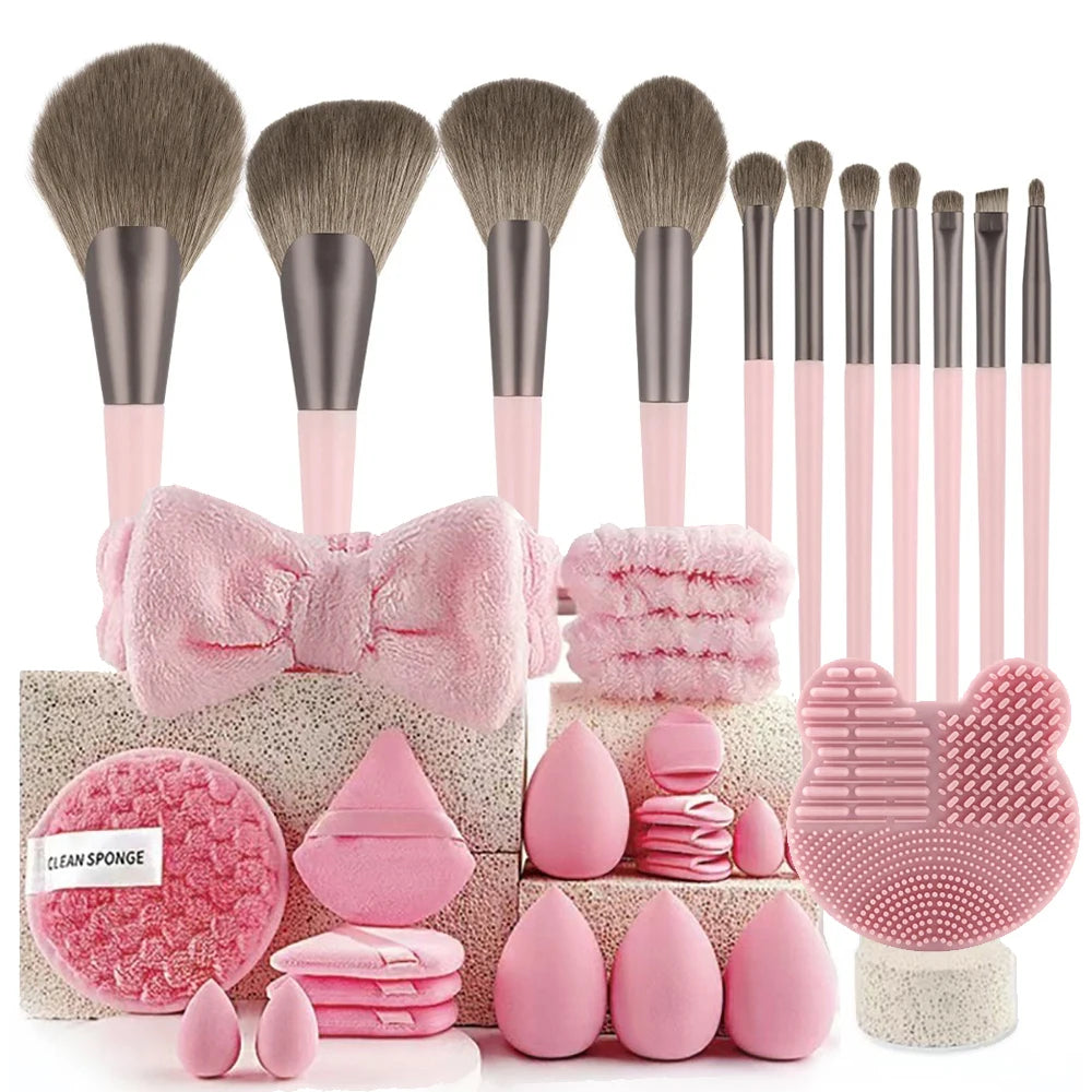 13/33pc Wool Makeup Brush Set - Beauty Bae