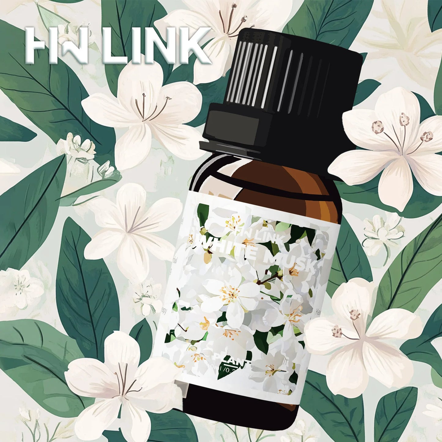 White Musk 10ml essential oil HWLINK small bottle beside EMBRACEX gift box