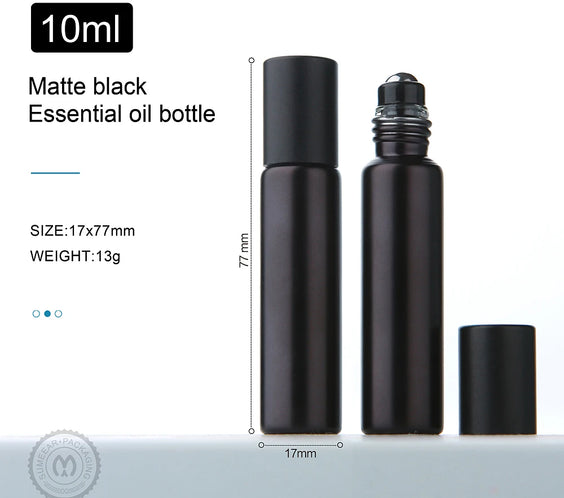 Matte Black 10ml Glass Roller