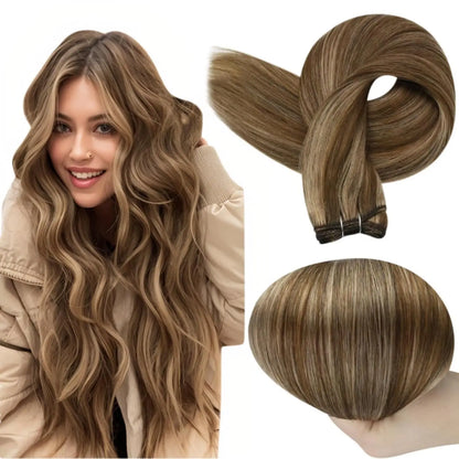 Remy Human Hair Weft Extensions 100g Silky Straight Ombre Blonde Sew in Double Weft for Salon by Beauty Bae