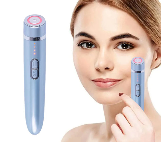 LED Red Light Eye Wand handheld massager with red LED tip plastic body and battery compartment