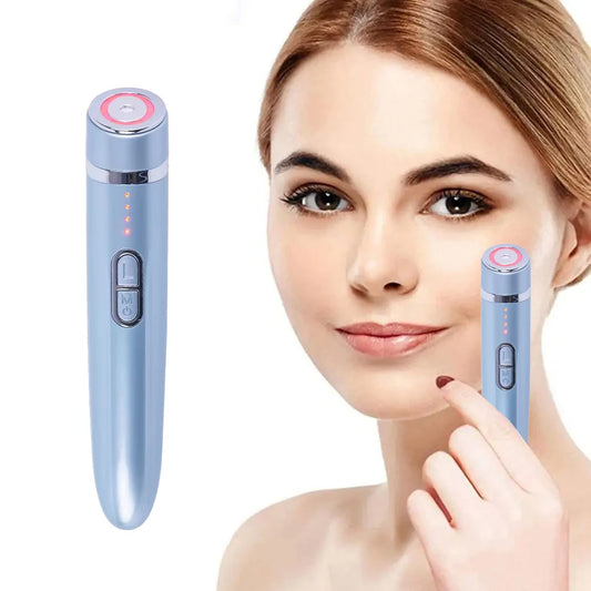 LED Red Light Eye Wand handheld massager with red LED tip plastic body and battery compartment