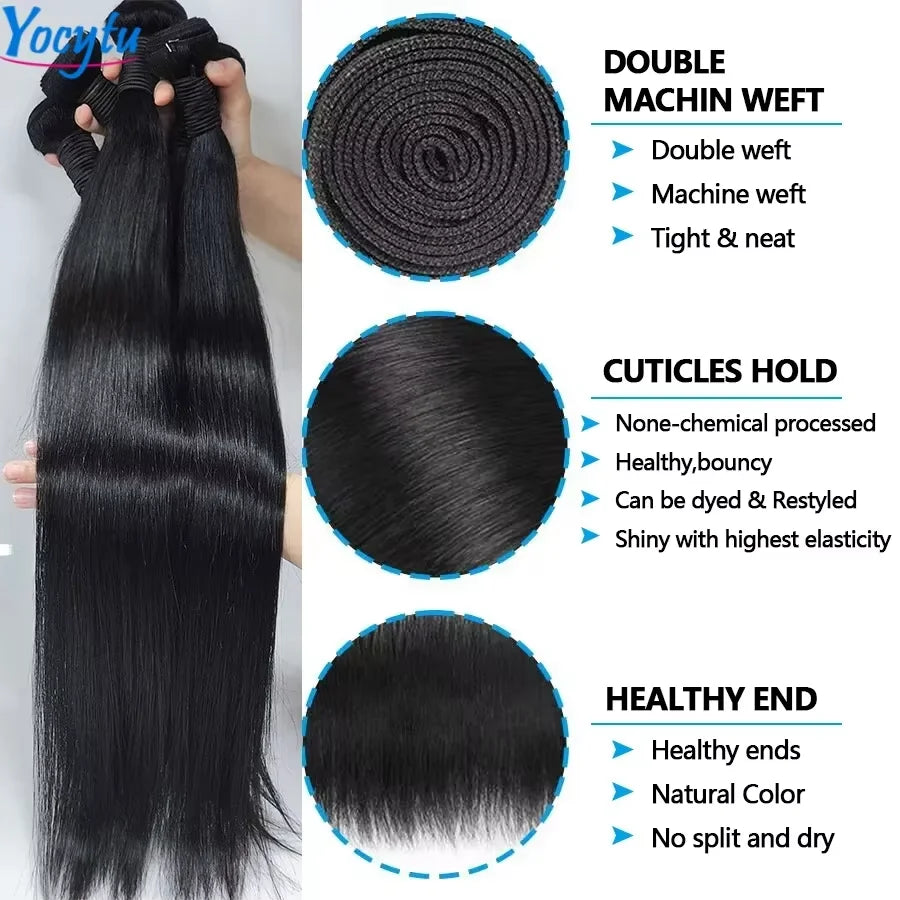 20 20 20 Inch Bundles 100 Percent Human Hair Straight YOCYTU 12A Remy Raw Bundles For Women by Beauty Bae
