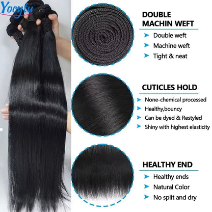 20 20 20 Inch Bundles 100 Percent Human Hair Straight YOCYTU 12A Remy Raw Bundles For Women by Beauty Bae