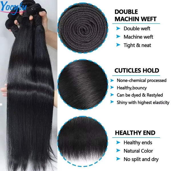 20 20 20 Inch Bundles 100 Percent Human Hair Straight YOCYTU 12A Remy Raw Bundles For Women by Beauty Bae