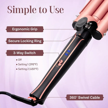 6-in-1 Ceramic Curling Wand - Beauty Bae