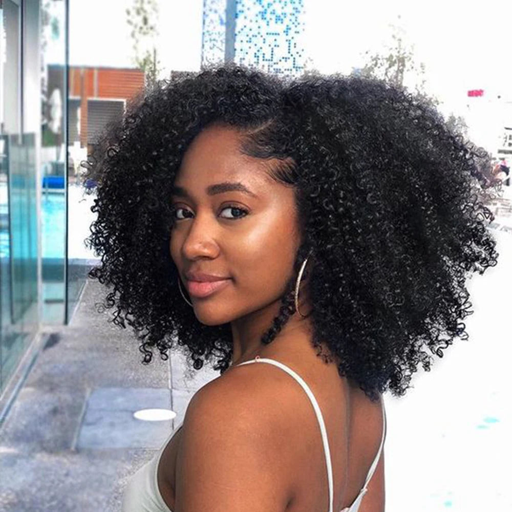 Raw Indian Afro Kinky Curly Human Hair Bundles 4B 4C Virgin Natural Curly Weave Extensions 100 Percent Soft by Beauty Bae